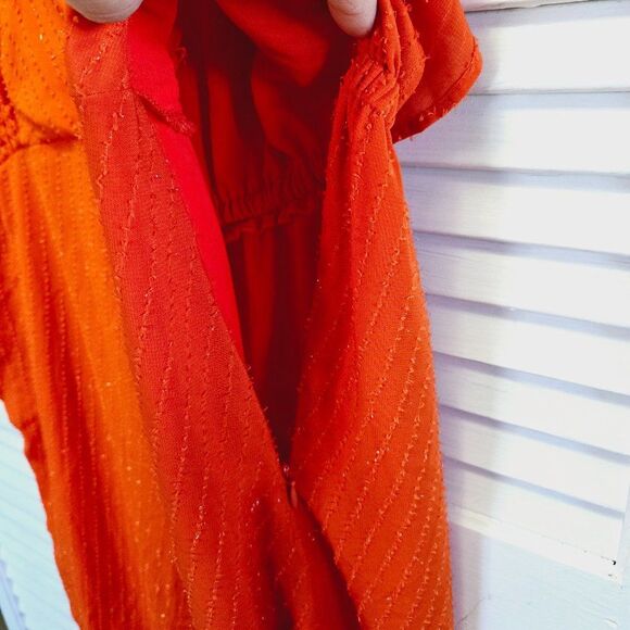 NWT MICHAEL KORS FAUX WRAP OPTIC ORANGE SIDE ZIP RUFFLE FRONT DRESS MSRP $165 - Picture 7 of 14